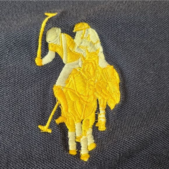 US Polo Assn Polo Blue Knit Collared Short Sleeve Large Logo Sz L Activewear - Picture 9 of 12